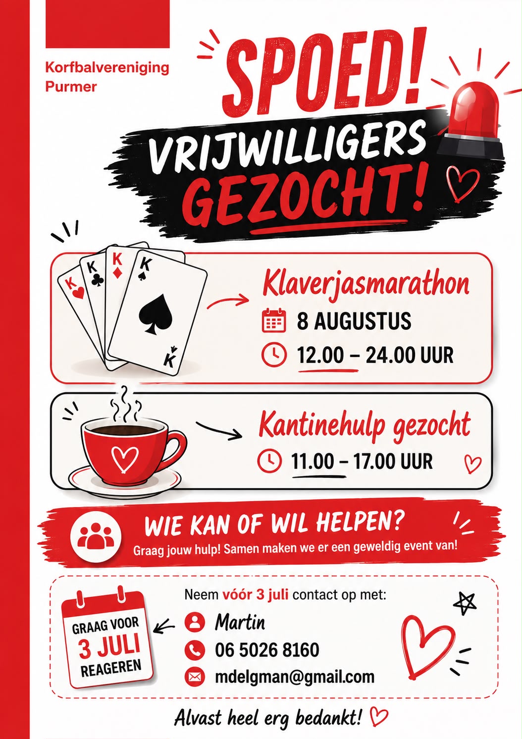 SPOED: vrijwilligers gezocht voor activiteiten!
